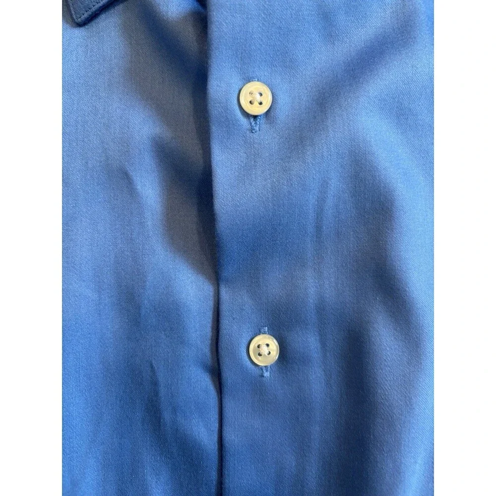 Geoffrey Bean Men’s Size 17/34-35 Fitted Blue Long Sleeve Shirt‎ With Pocket